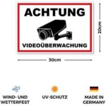 STROBO Warnschild Achtung Videoüberwachung 30 x 20 cm