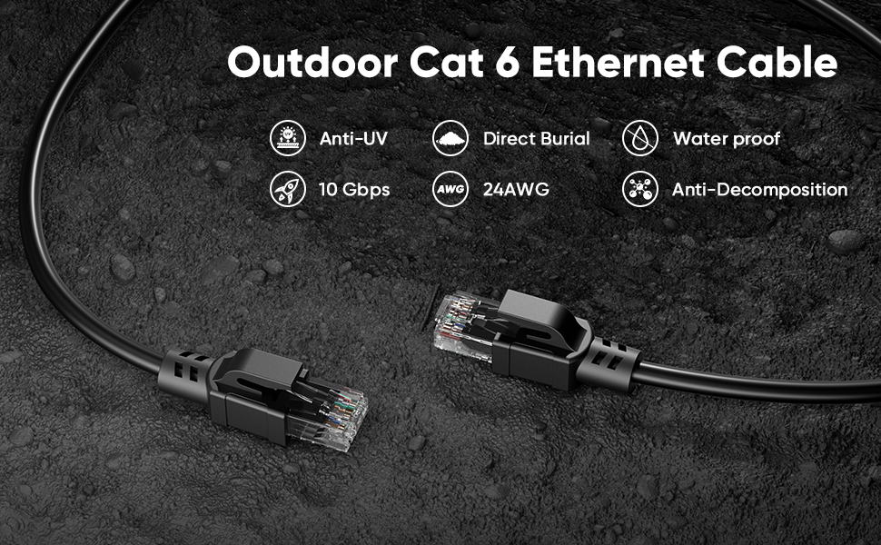VOIETOLT Cat6 Outdoor-Netzwerkkabel 35 m mit LLDPE-Mantel – Detail 1