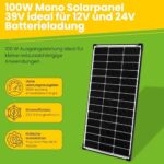 Offgridtec 100 W Mono Solarpanel 39 V für 12 V und 24 V Batterieladung