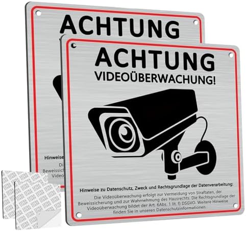 DADAPANGHU DA-Alu Signs-DE Bild 1 Warnschild Videoüberwachung DSGVO