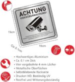 CHINYROZA Warnschild Videoüberwachung DSGVO, Aluminium 15 x 15 cm