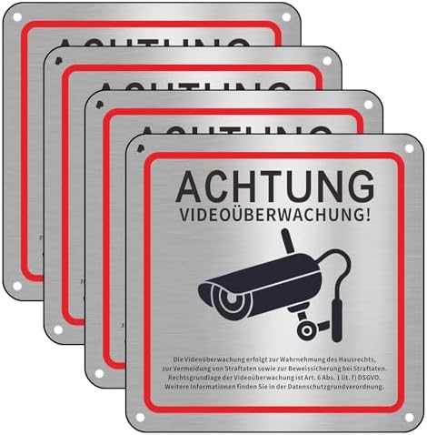Svalor VS-4 Bild 1 Svalor VS-4 Warnschild Videoüberwachung Aluminium