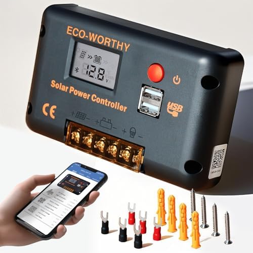 ECO-WORTHY 30 A PWM Solarladeregler 12/24 V mit Bluetooth und LCD