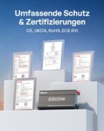 Renogy 2000 W Wechselrichter 12 V auf 230 V reiner Sinus mit Netzvorrangschaltung