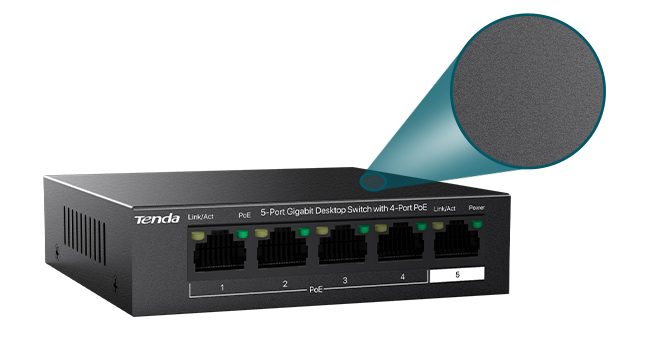 Tenda TEG1105P-4-63W PoE Switch mit vier PoE+-Ports – Detail 2