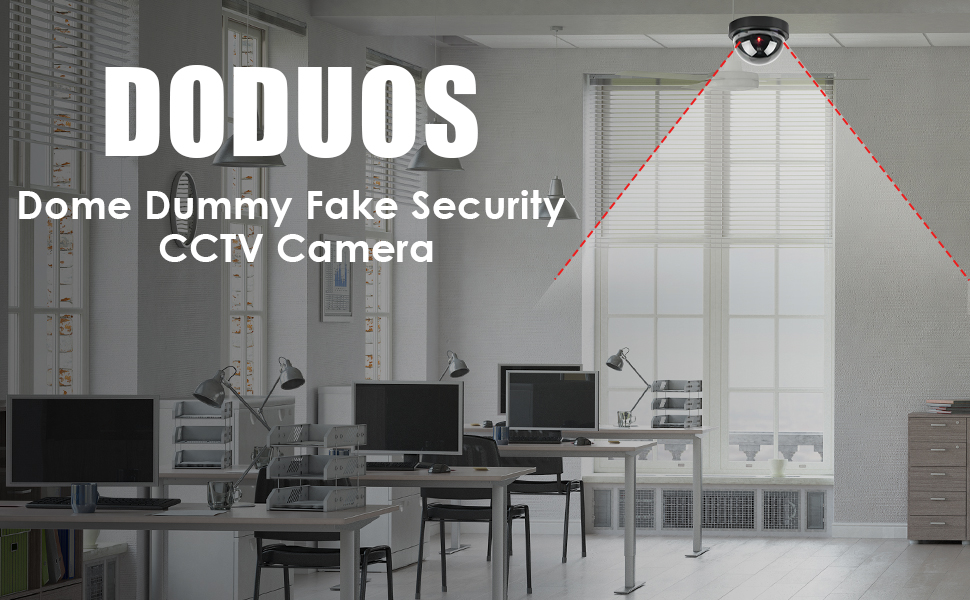 DODUOS 4× Dummy-Dome-Kamera mit blinkender LED, Schwarz – Detail 1