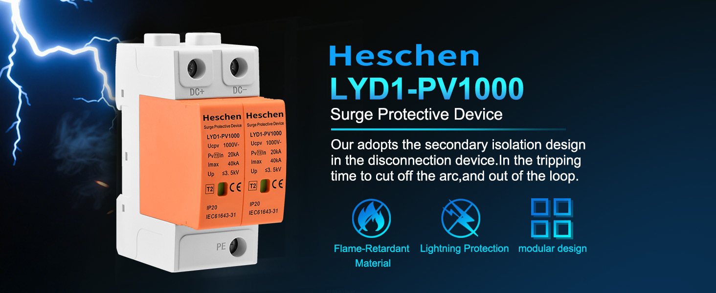 Heschen Überspannungsschutz LYD1-PV1000 Typ 2 für Solaranlagen – Detail 1