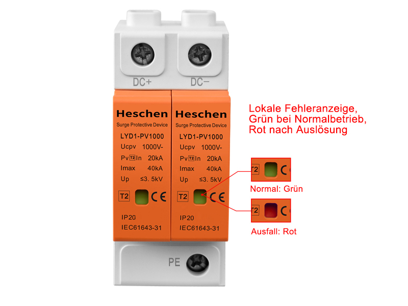 Heschen Überspannungsschutz LYD1-PV1000 Typ 2 für Solaranlagen – Detail 3