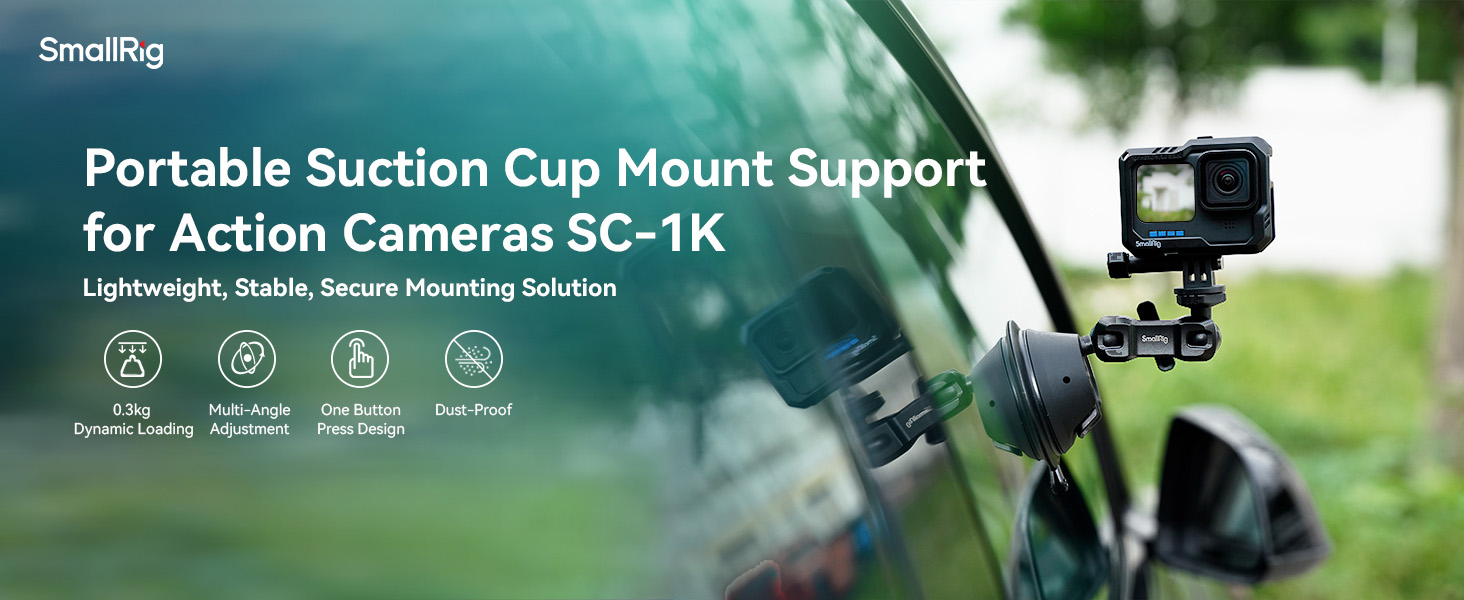 SMALLRIG Saugnapf-Halterung für Actionkameras mit 360° Kugelkopf – Detail 1