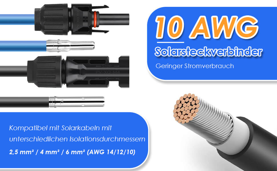 Selizo MC4-Solarstecker Set mit zwölf Paar Steckern und Montageschlüssel – Detail 4