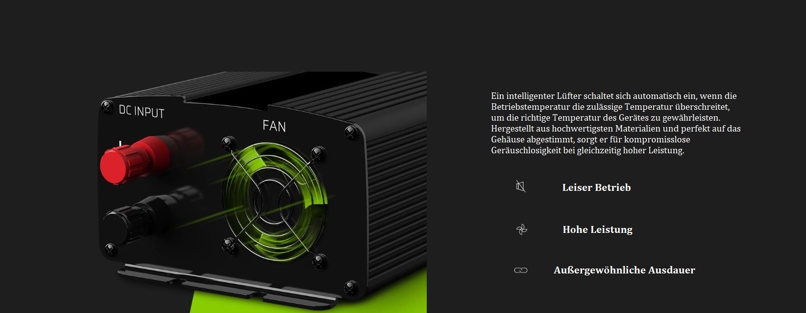 Green Cell Wechselrichter 12 V auf 230 V reiner Sinus 500 W / 1000 W – Detail 4