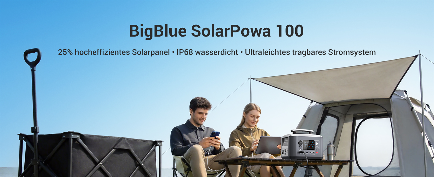 BigBlue SolarPowa100 faltbares 100-W-Solarpanel mit USB-C und USB-A – Detail 1