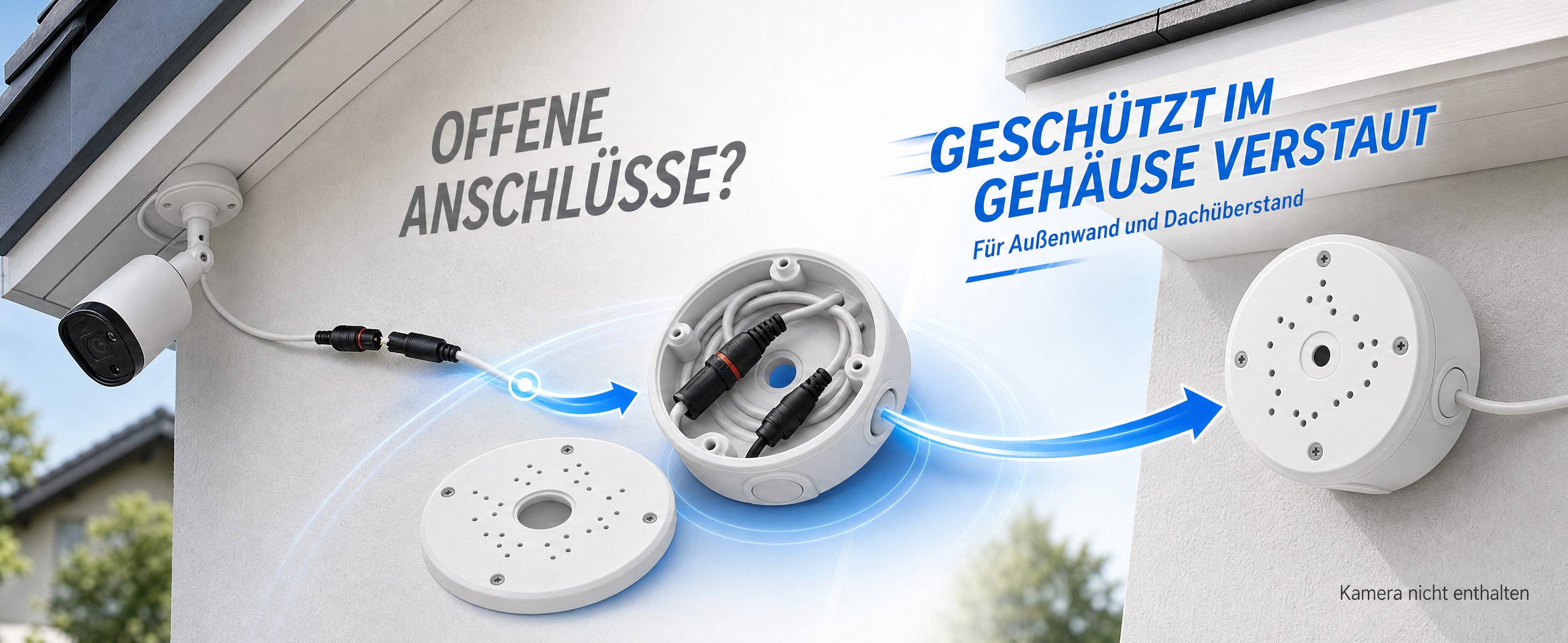 GWAEPU wasserdichte ABS-Kamera-Anschlussdose 4 Stück weiss – Detail 2