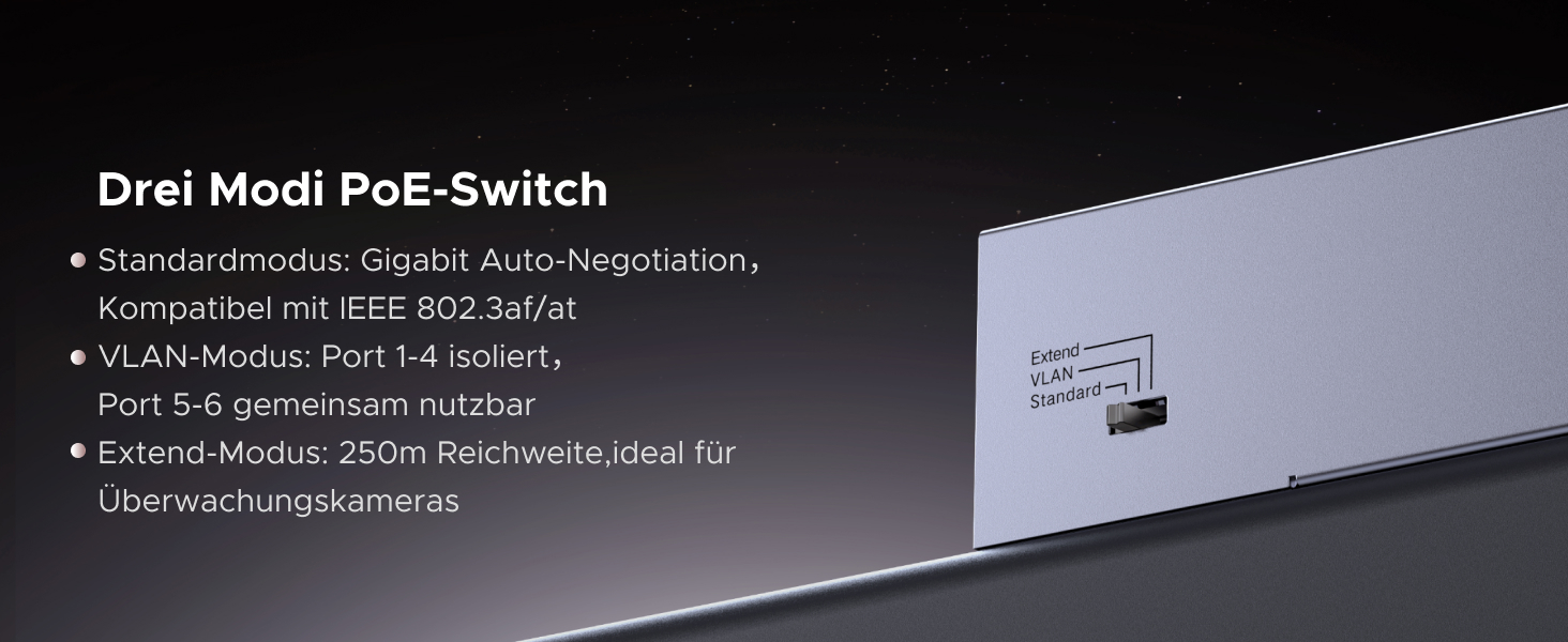 UGREEN PoE Switch mit vier PoE+-Ports und zwei Uplink-Ports – Detail 2