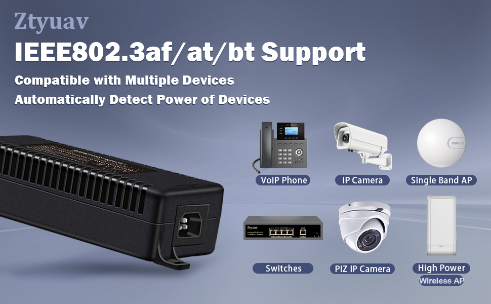 Ztyuav 2,5G PoE++ Injektor 90 W – Detail 2