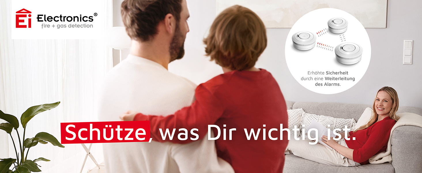 Weisser runder Funkrauchmelder Ei Electronics Ei650RF mit steckbarem Funkmodul Ei600MRF – Detail 1