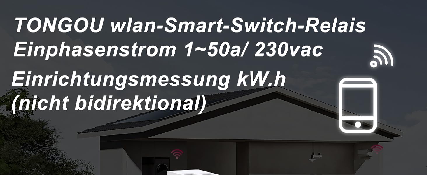 Schmaler weisser Hutschienen-Stromzähler TONGOU TO-Q-SYS-JWT mit farbigem Display, Schaltwippe und Schraubklemmen für Phase und Neutralleiter – Detail 1