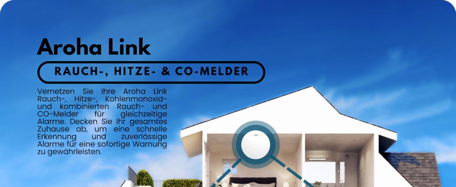 Flacher runder weisser Rauch- und Hitzemelder von Aroha mit seitlichem Lüftungsgitter für die Deckenmontage – Detail 1