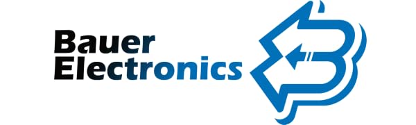 Schwarzer DC/DC-Spannungswandler von Bauer Electronics mit roter und schwarzer Anschlussleitung und USB-C-Stecker am Ausgangskabel – Detail 1