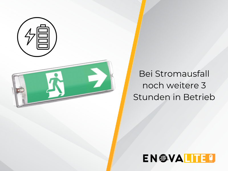 Weisse LED-Fluchtwegleuchte aus Polykarbonat mit grünem Rettungszeichen und weissem Richtungspfeil für die Wandmontage – Detail 2