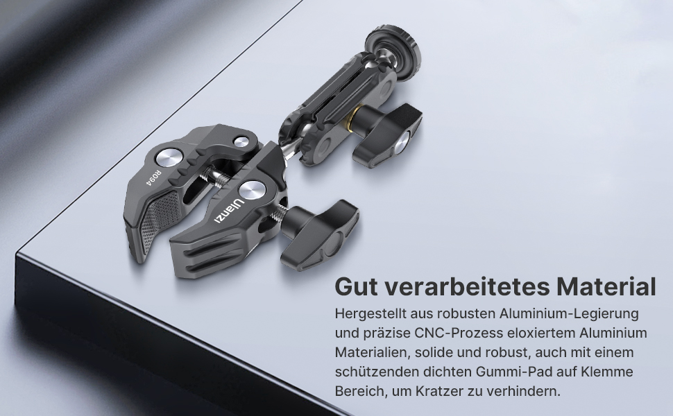 ULANZI R094 Super Clamp Crab Klemmhalterung mit Doppelkugelkopf und Gewindeanschlüssen – Detail 2