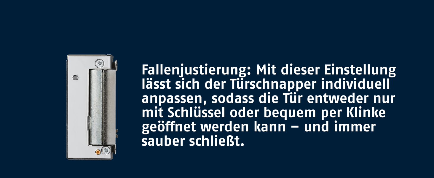 ABUS MT90 mechanischer Türöffner in Silber mit schmalem Schliessblech und justierbarer Radiusfalle – Detail 3