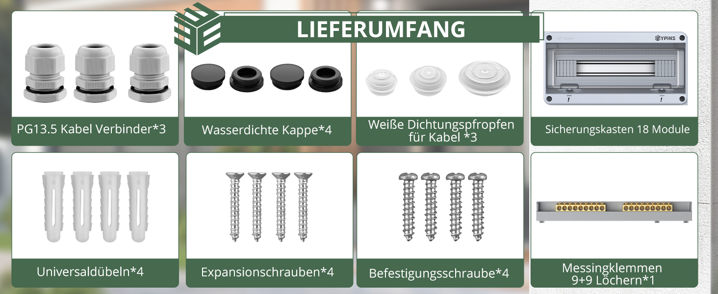 Grau-weisser Aufputz-Verteilerkasten EYPINS mit transparentem Klappdeckel und Platz für achtzehn Module – Detail 3