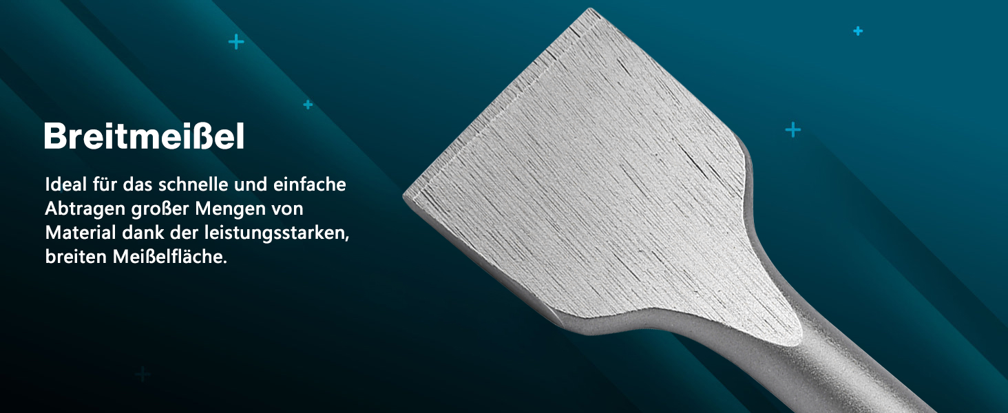 Zwei blanke Flachmeissel von Lytool mit SDS-plus-Schaft, einer mit 100 mm breiter und einer mit 40 mm breiter Schneide – Detail 1