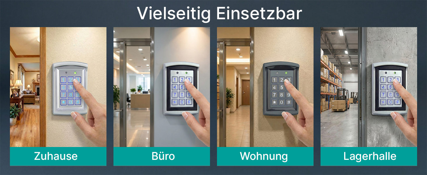 MATHFEL Codeschloss AC290SDK in Anthrazit aus druckgegossenem Aluminium mit Zifferntastatur und fünf blauen RFID-Transpondern – Detail 4
