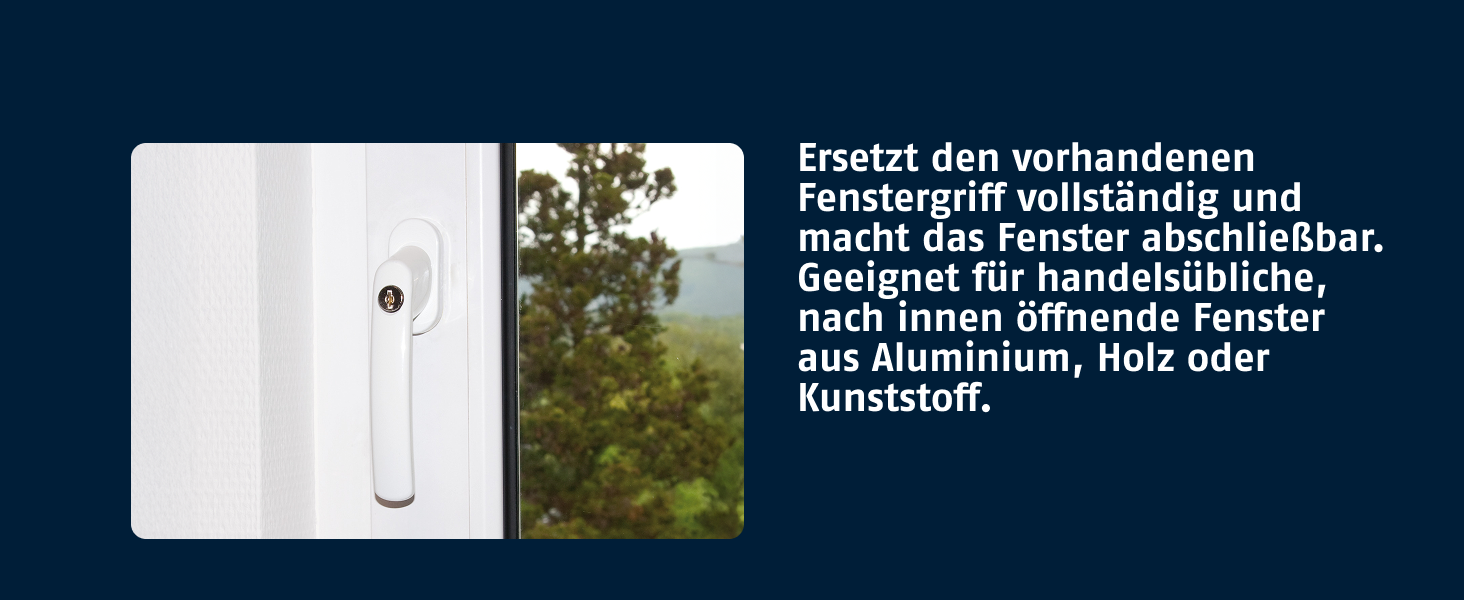 Weisser abschliessbarer ABUS-Fenstergriff FG200 in L-Form mit Druckzylinder und Wendeschlüssel – Detail 4