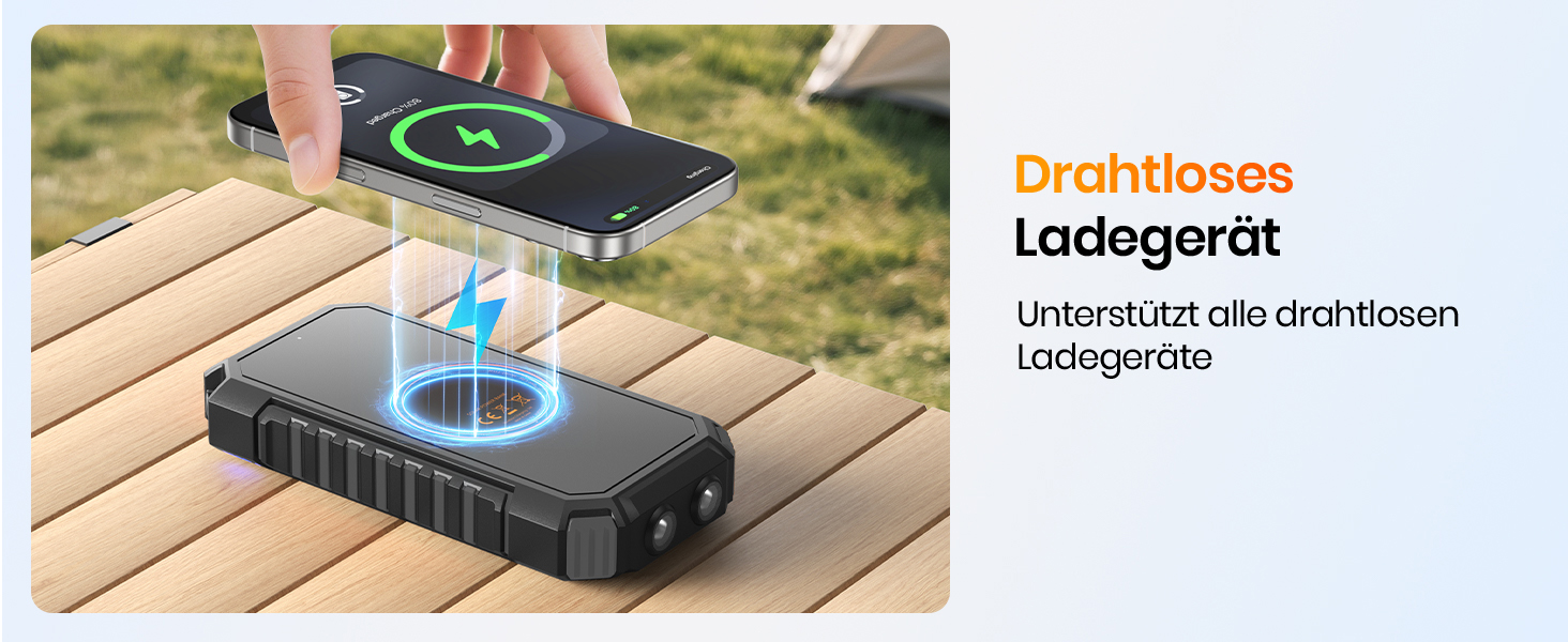 Schwarze A ADDTOP Solar-Powerbank mit ausklappbaren Solarpanels, USB-Anschlüssen und integrierter LED-Leuchte. – Detail 5