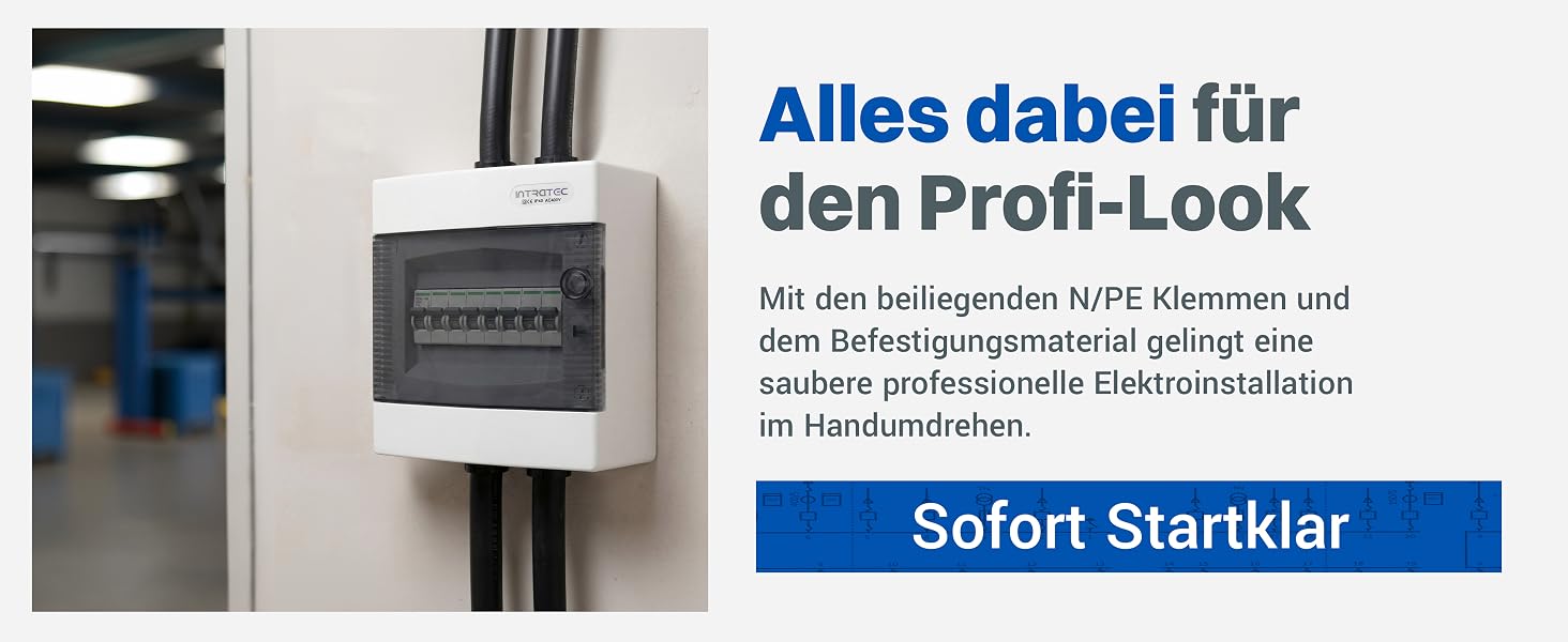 Weisser Aufputz-Sicherungskasten Intratec mit vier Reihen für achtundvierzig Module und weisser Tür – Detail 4