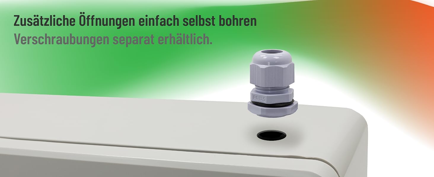 Hellgrauer RSE Verteilerkasten aus ABS-Kunststoff, 200 x 300 x 130 mm, geschlossene Tür mit Dreikantverschluss – Detail 3