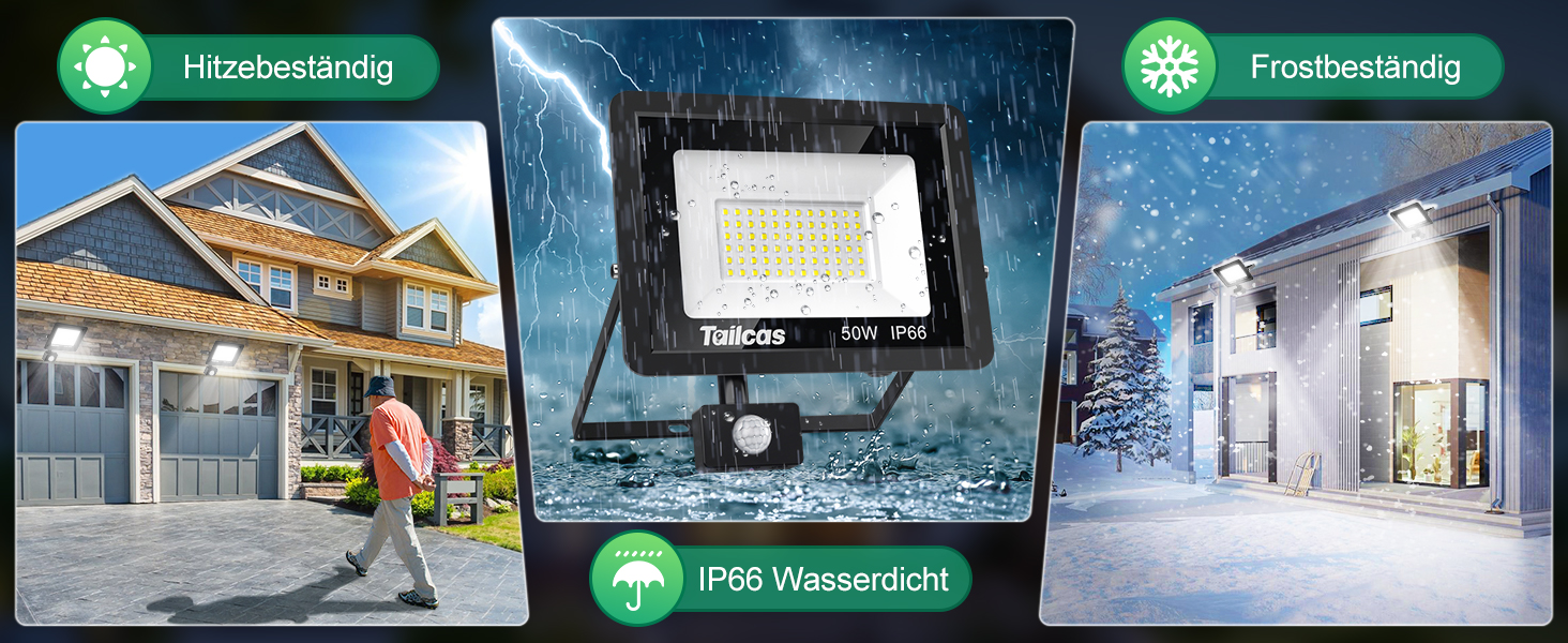 Schwarzer LED-Flutlichtstrahler Tailcas mit PIR-Bewegungsmelder, Montagebügel und Fernbedienung – Detail 6