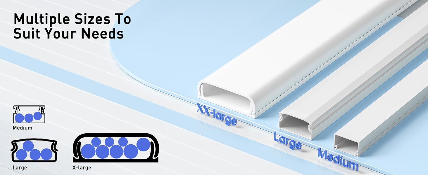 Weisser MUDEELA PVC-Kabelkanal mit Zubehör für Wandmontage und Kabelmanagement – Detail 9