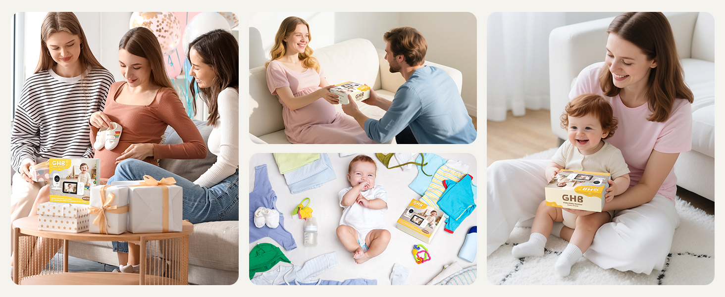 Weisses GHB Babyphone MC632B mit 3,2-Zoll-Monitor und separater Kamera auf Standfuss – Detail 12
