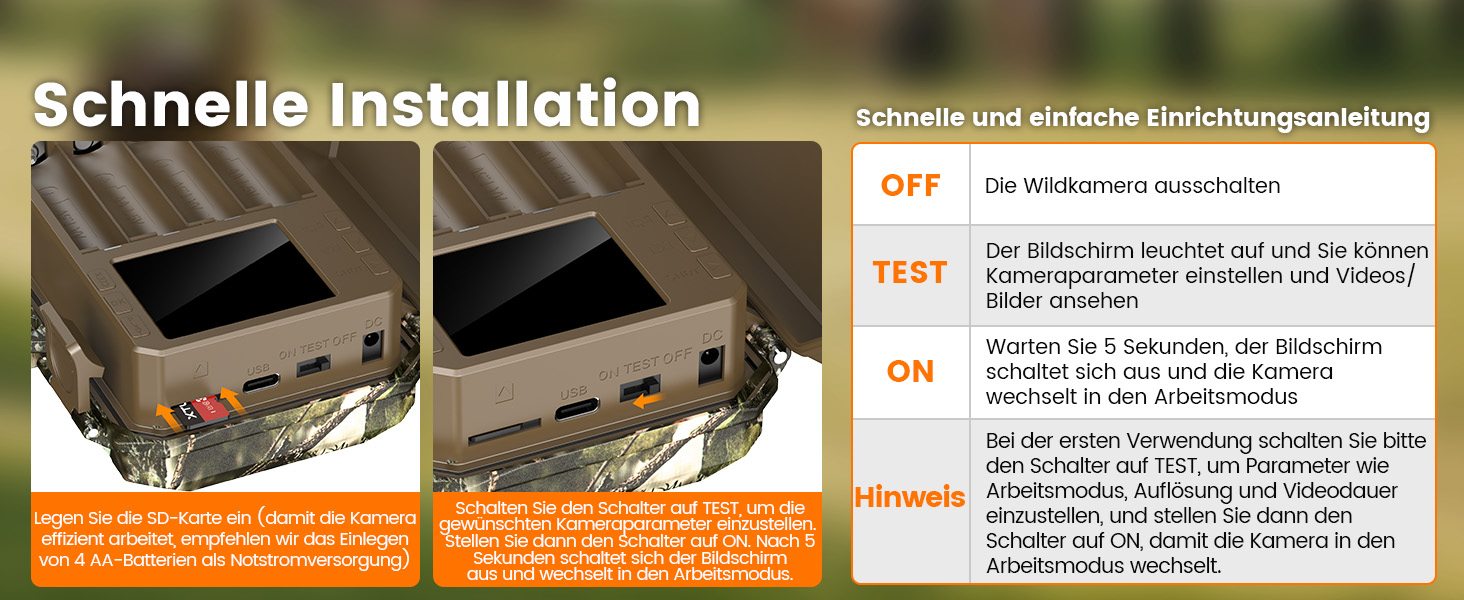 Solar-Wildkamera XTU im Tarnmuster mit aufgesetztem Solarpanel, Objektiv, Bewegungssensor und Infrarot-LEDs – Detail 10