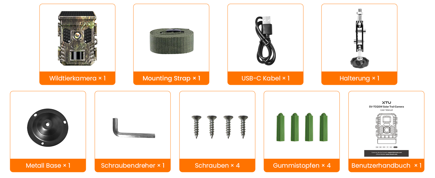Solar-Wildkamera XTU im Tarnmuster mit aufgesetztem Solarpanel, Objektiv, Bewegungssensor und Infrarot-LEDs – Detail 11