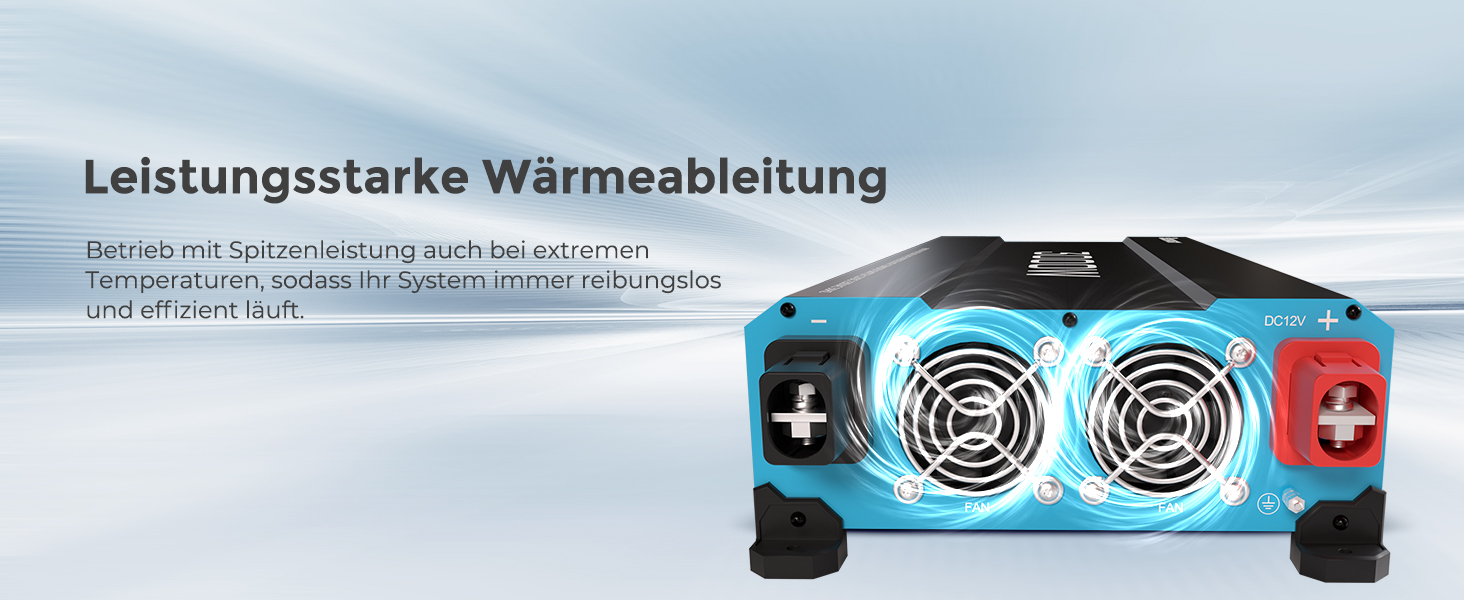 Renogy 3000 W Wechselrichter 12 V auf 230 V reiner Sinus mit Netzvorrangschaltung – Detail 9