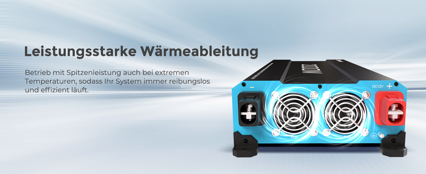 Renogy 1000 W Wechselrichter 12 V auf 230 V reiner Sinus mit Netzvorrangschaltung – Detail 9
