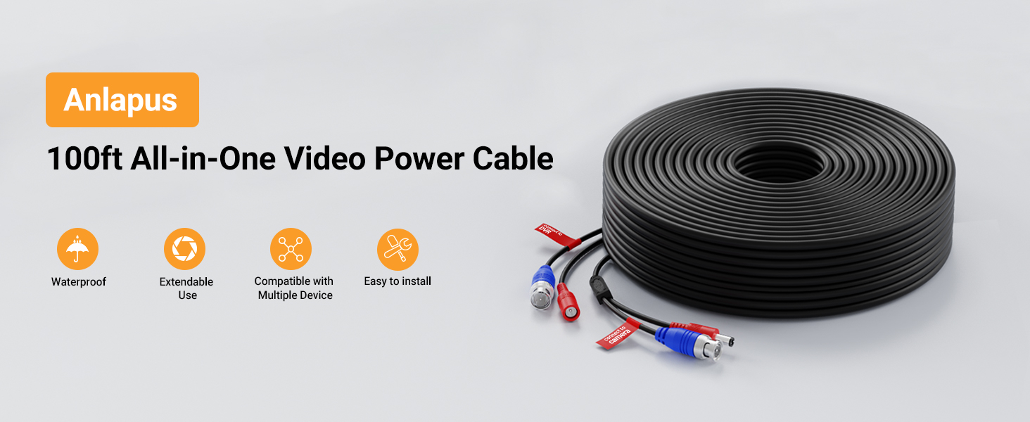 Anlapus BNC CCTV-Kabel 4x 30 m Video + Strom – Detail 1