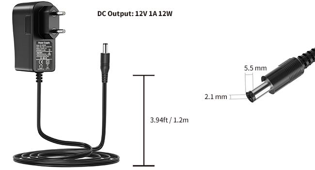 Tonton 12-V-Netzteil 1 A mit 5,5 × 2,1-mm-Hohlstecker – Detail 4