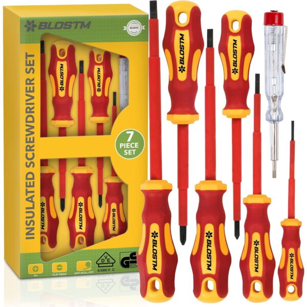 BLOSTM VDE-Schraubendreher-Set 1000 V, mit Spannungsprüfer, Ausführung 7-teilig