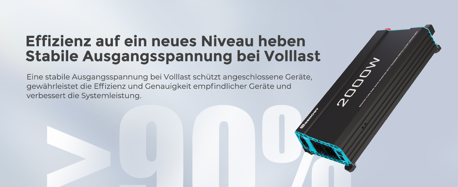 Renogy 2000 W Wechselrichter 12 V auf 230 V reiner Sinus mit Netzvorrangschaltung – Detail 4