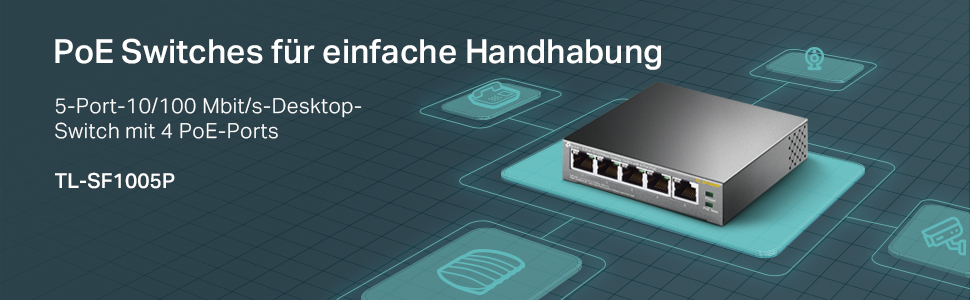 TP-Link TL-SF1005P PoE Switch mit fünf Ports – Detail 1