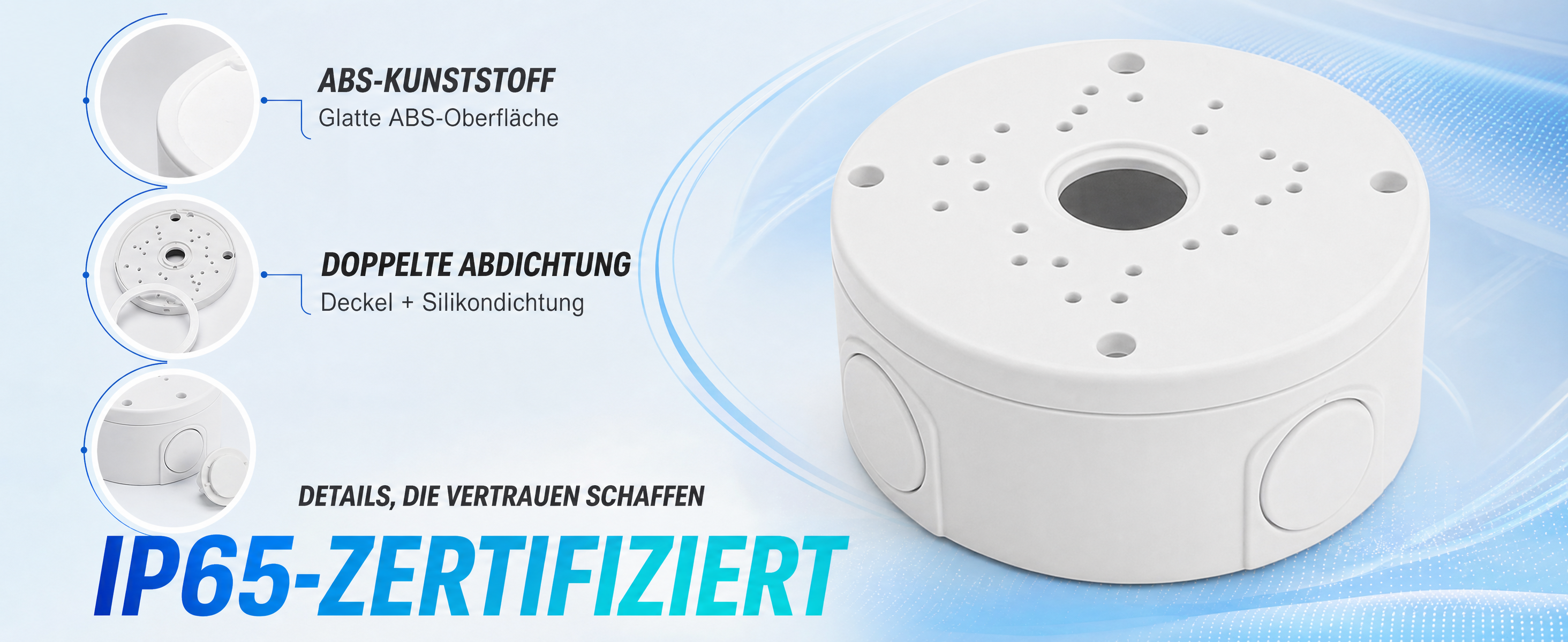 GWAEPU wasserdichte ABS-Kamera-Anschlussdose 4 Stück weiss – Detail 6