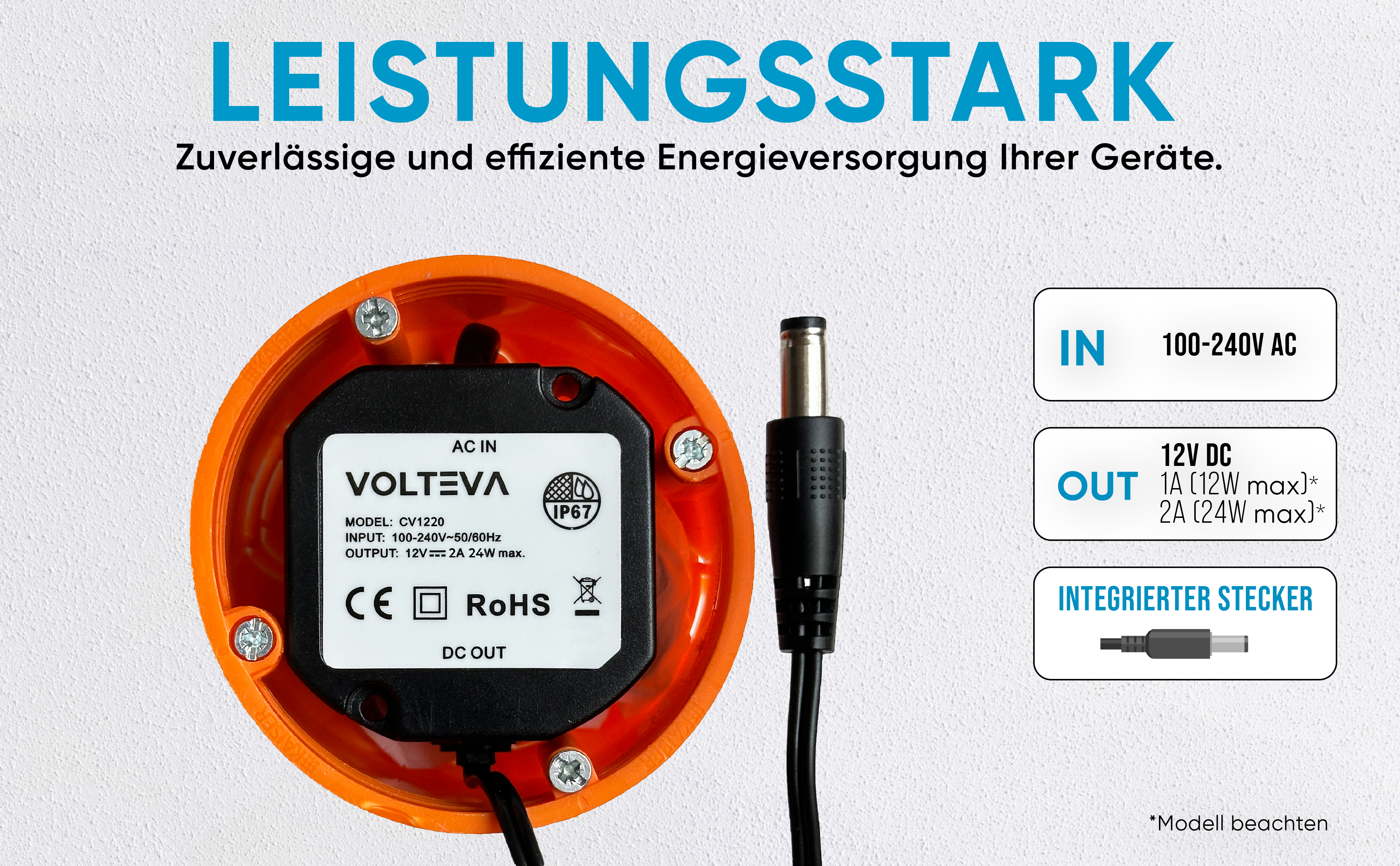 VOLTEVA T12V2A Unterputz-Netzteil 12V 2A IP67 – Detail 2