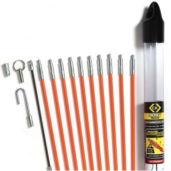 C.K MightyRod T5410 Kabeleinziehstangen 5 mm aus Glasfaser, Ausführung 3,3 Meter