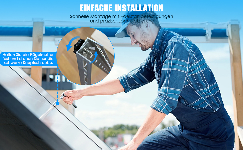 GLIESE Solarmodul-Halterung 114 cm, 0–90° verstellbar, 2er-Set – Detail 4