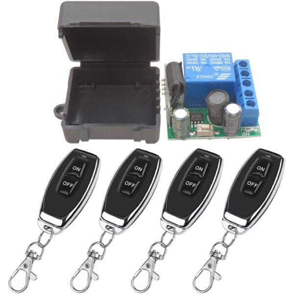 DieseRC 5301 Funk-Relais 433 MHz, 1 Kanal, Empfänger 5 bis 30 V mit Handsender, Ausführung 1 Empfänger und 4 Handsender